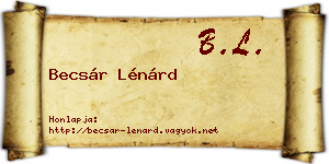 Becsár Lénárd névjegykártya